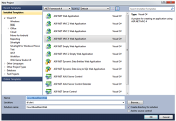 Creating a new MVC project