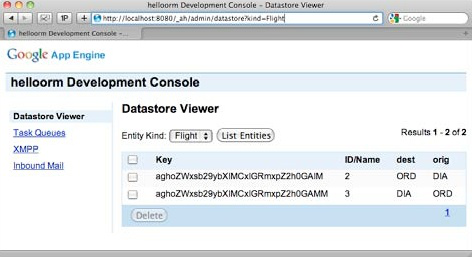 GAE local Datastore viewer