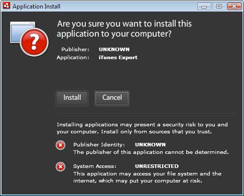 Install dialog