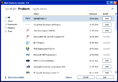 microsoft webmatrix mysql not installed