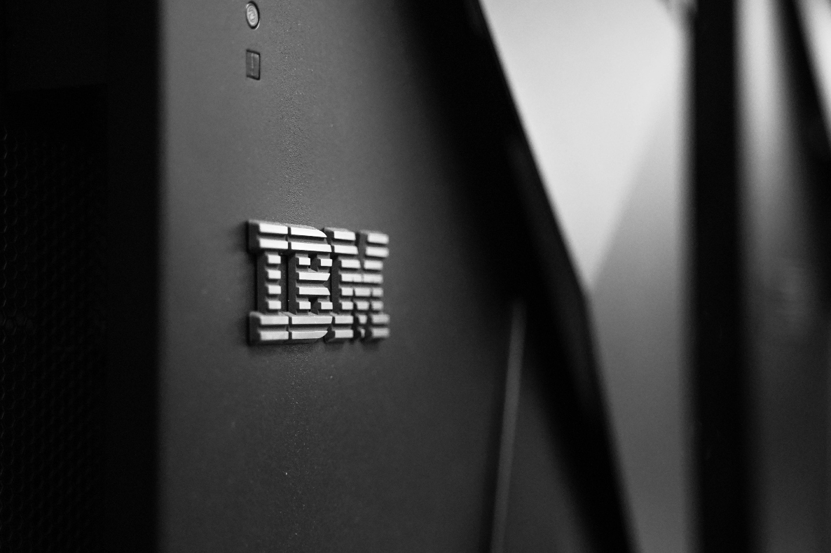 IBM logo on black background