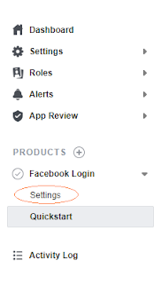 oauth2 facebook settings menu