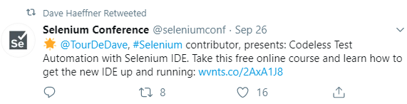 Selenium conference tweet