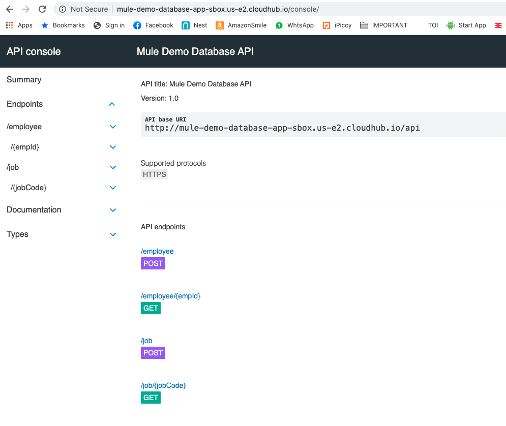 API console