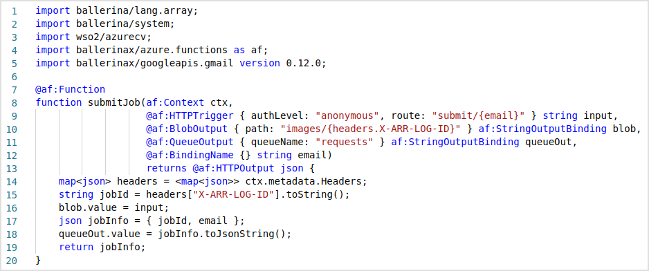 Listing 1: submitJob Function Implementation