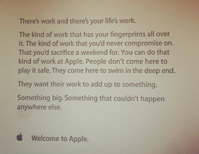 Apple note to new employees