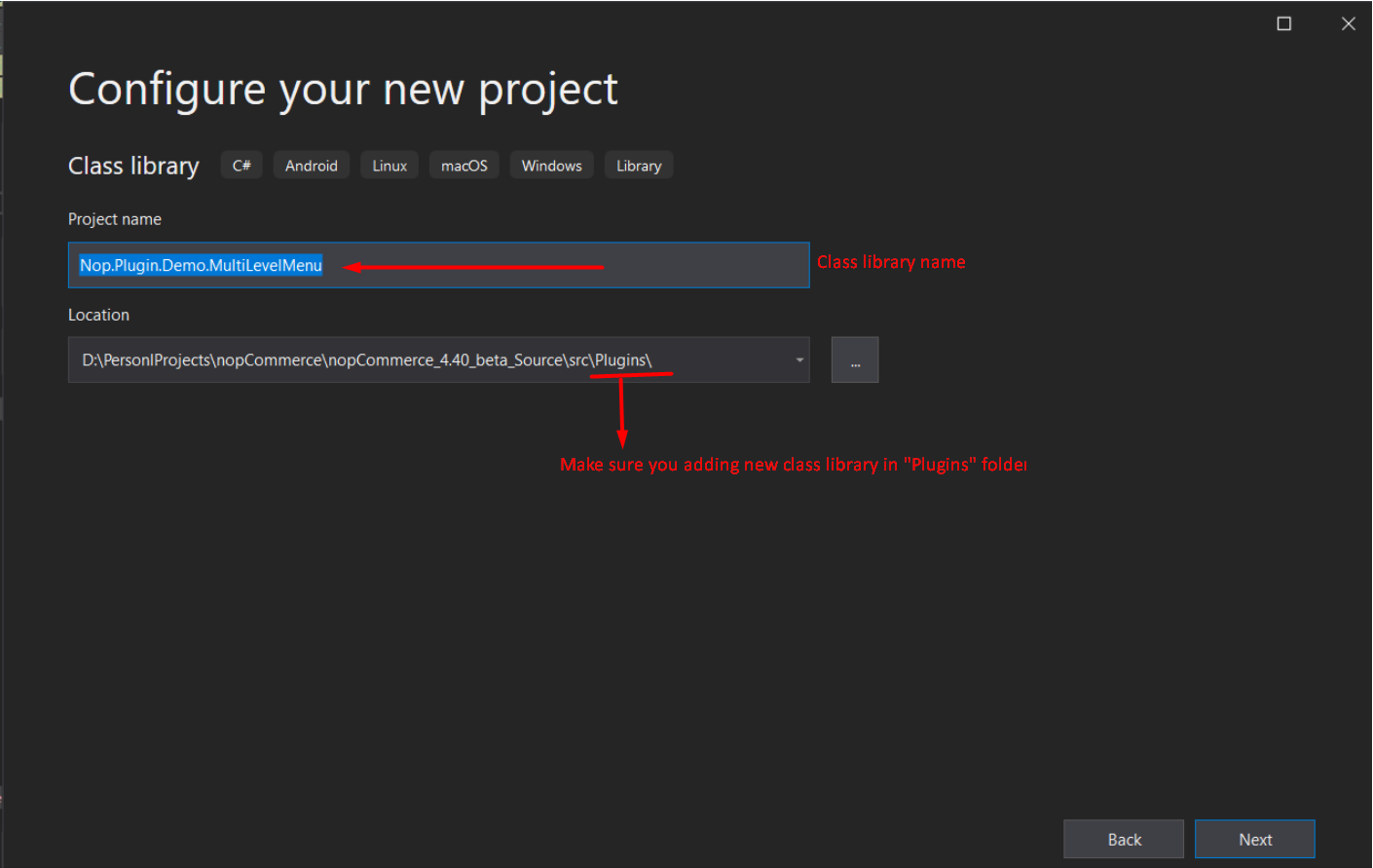 Configure your new project.