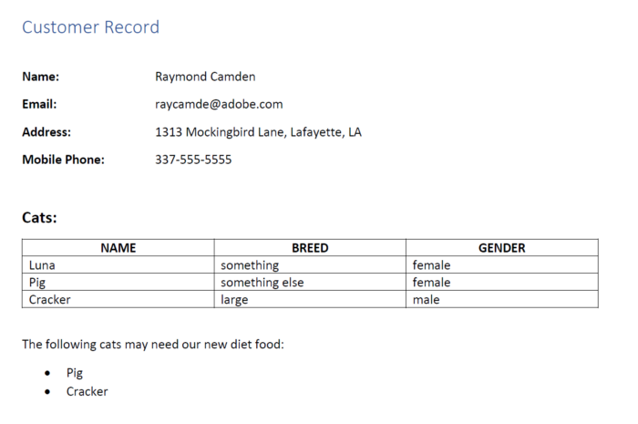 Customer Record for Raymond Cameron