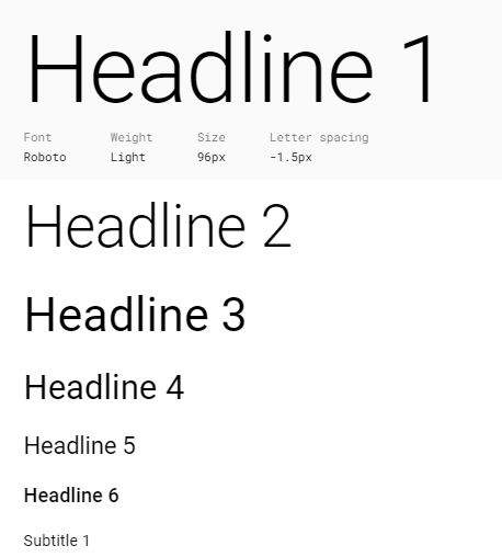 Material Design font style example