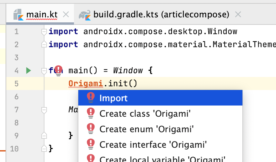 Import Origami Library
