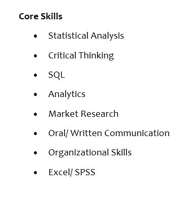 core skills and competencies