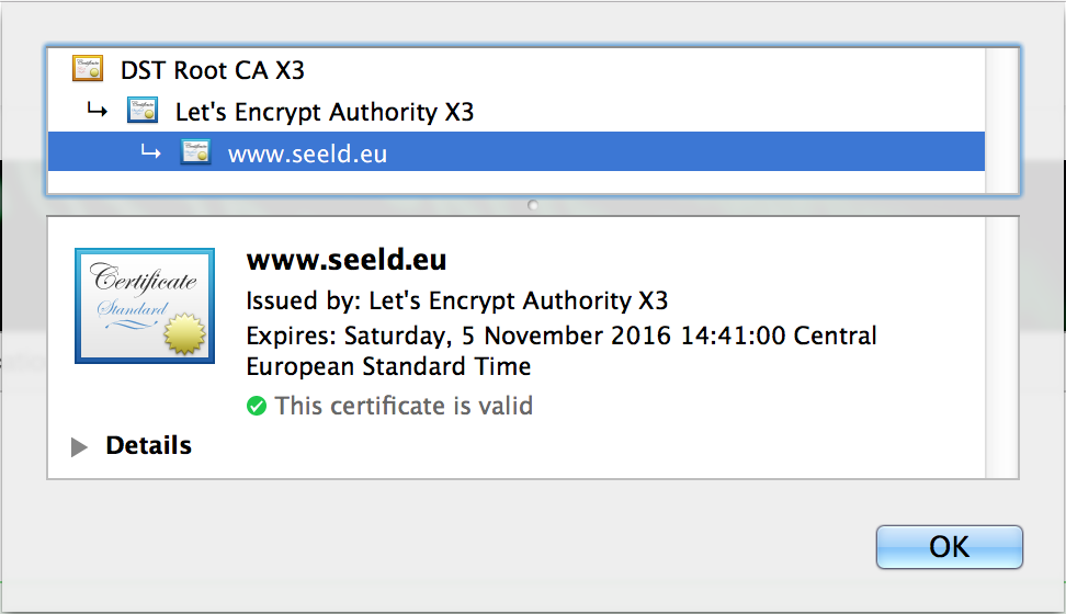 Seeld secured by Lets Encrypt