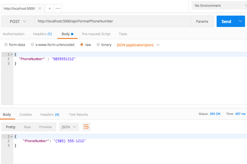Using POSTMan to create a request Using POSTMan to create a request