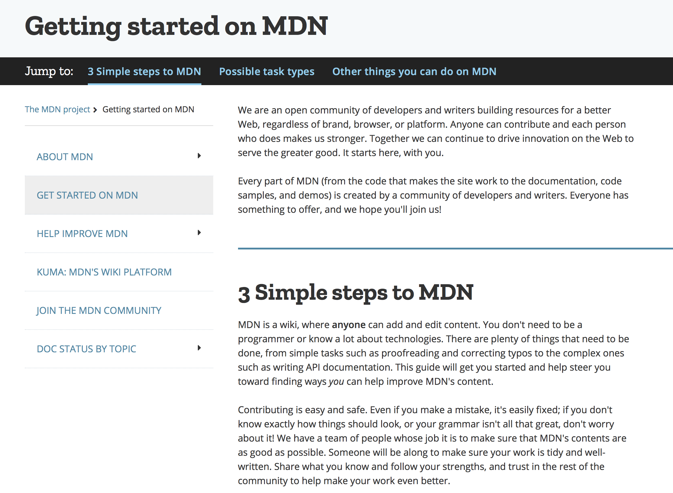 getting started on MDN 