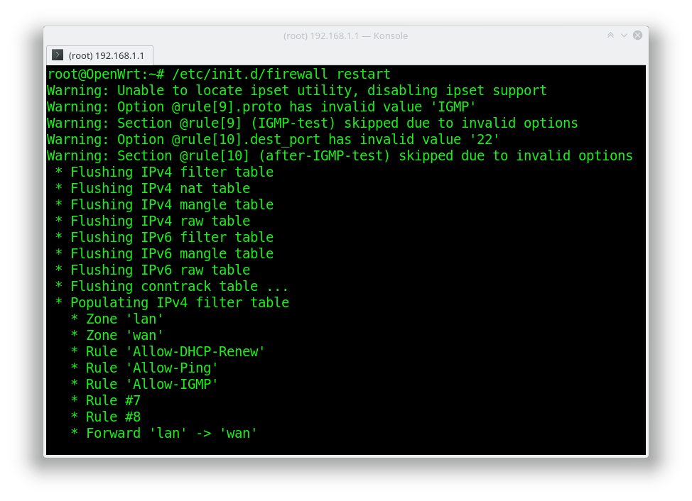 Как отключить firewall openwrt