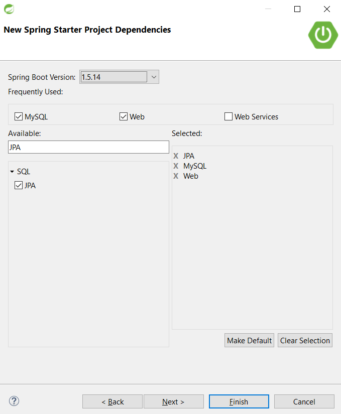 spring mysql dependency