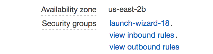 Security groups launch wizard.